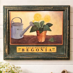 Martin Wiscombe "Old Garden Begonia" 10"x12" Painted Wood Frame Plant Picture